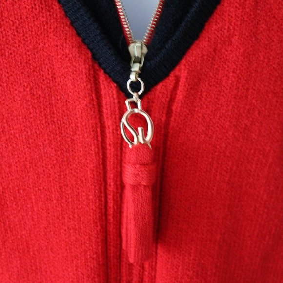 St. John Sport 1/4 Zip Knit Sweater Size Large Red Black Vintage - Picture 7 of 10